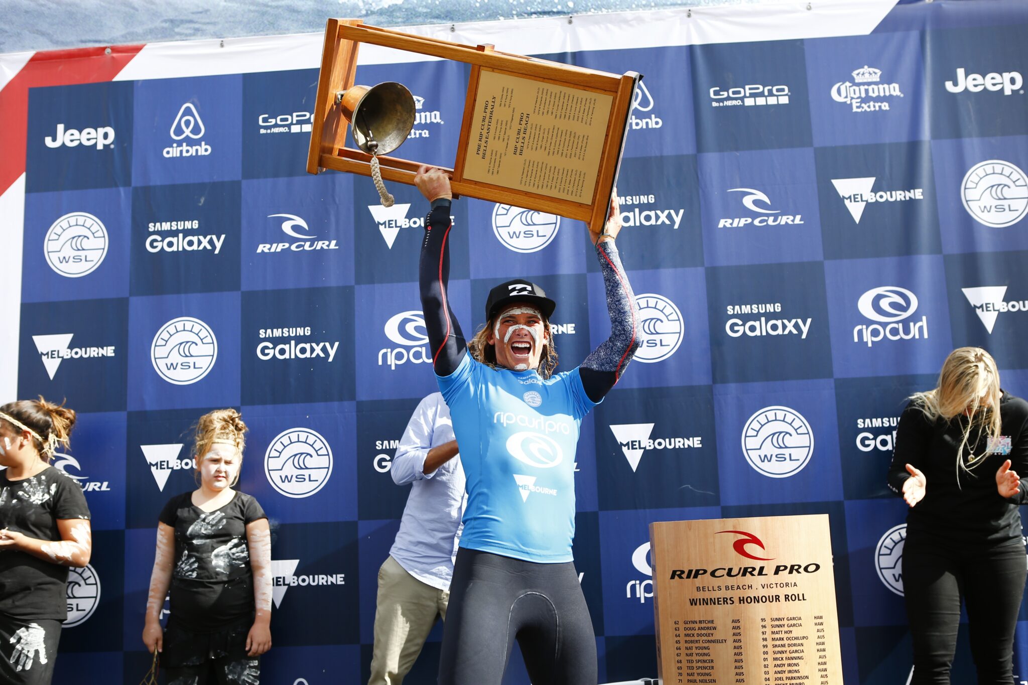 Courtney Conlogue won the Rip Curl Pro Bells Beach while Sally Fitzgibbons placed runner-up.