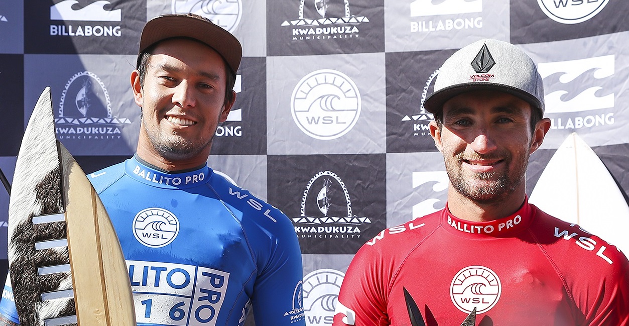 Conner O'Leary (red) is the winner with Joan Duru (blue) the runner-up in the final of the Ballito Pro presented by Billabong.