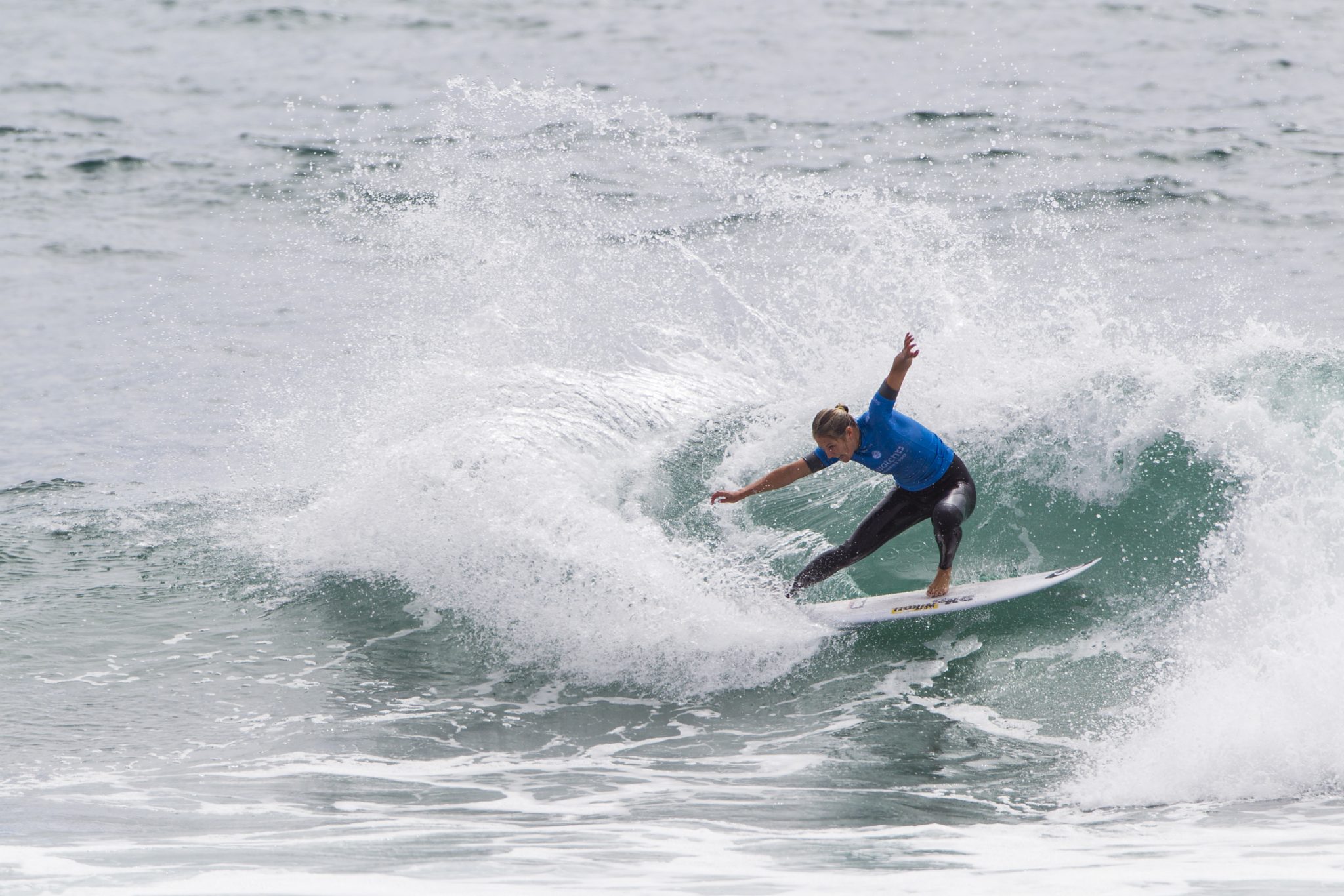 Stephanie Gilmore surfing during Heat 4 of The Quarterfinals at The Swatch Pro Trestles