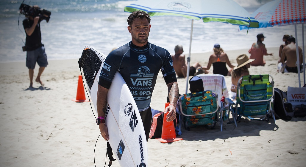 Alejo Muniz of Brazil after Heat 22 of Round 2 at the US Open of Surfing in Huntington Beach, CA, USA