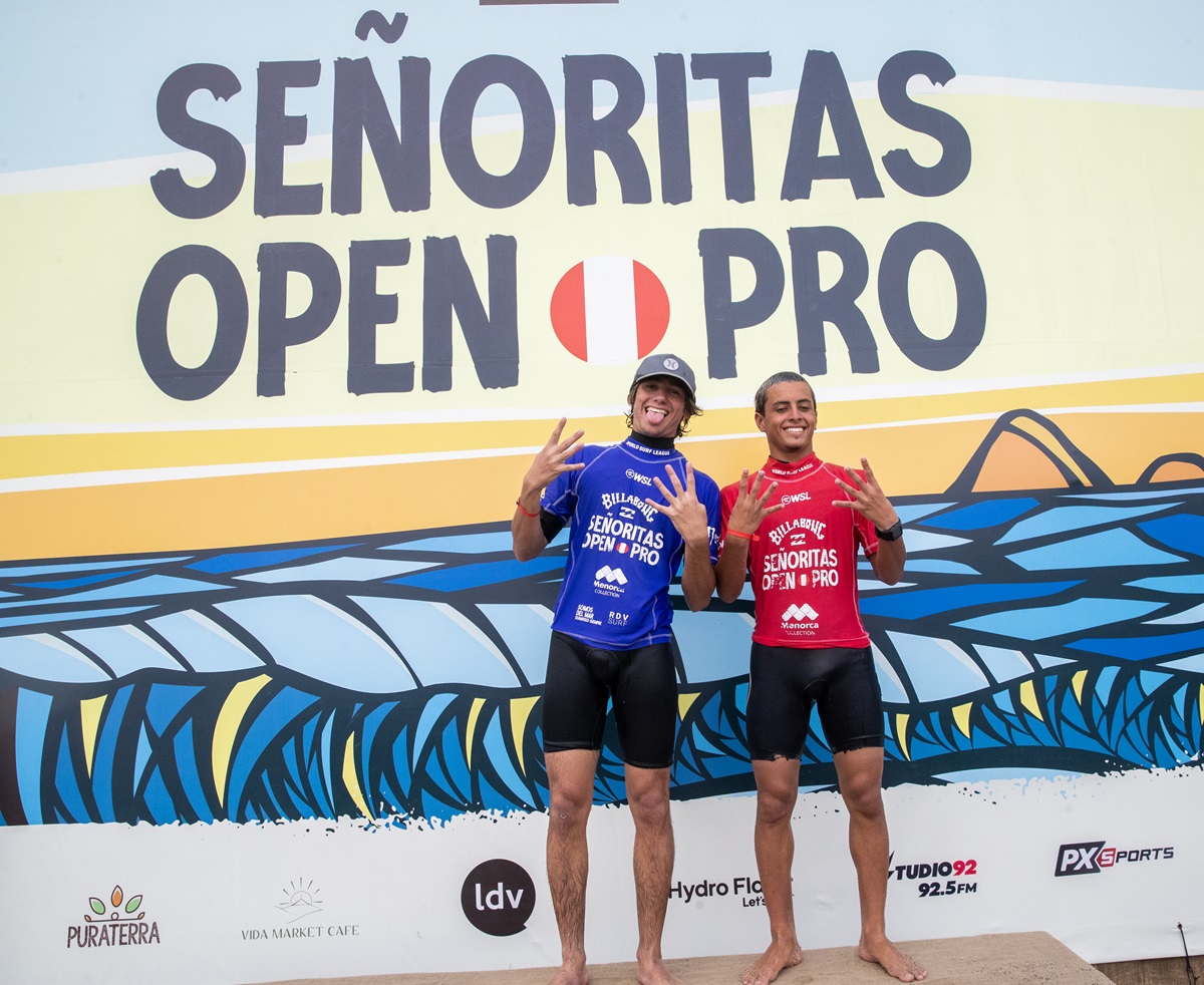 Os brasileiros Rodrigo Saldanha e Guilherme Ferreira finalistas do Pro Junior (Crédito da Foto: Lorenzo Bazo / RDV Surf)
