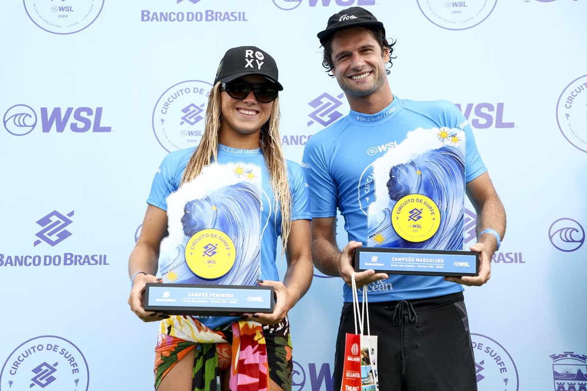 Laura Raupp e Matheus Navarro campeões do Circuito Banco do Brasil de Surfe (Crédito da Foto: @WSL / Daniel Smorigo)
